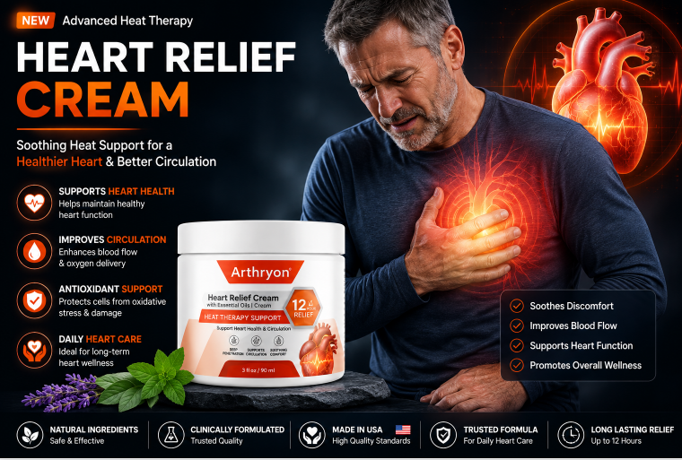 Arthryon Heat Relief Cream label showing natural ingredients and 12-hour relief